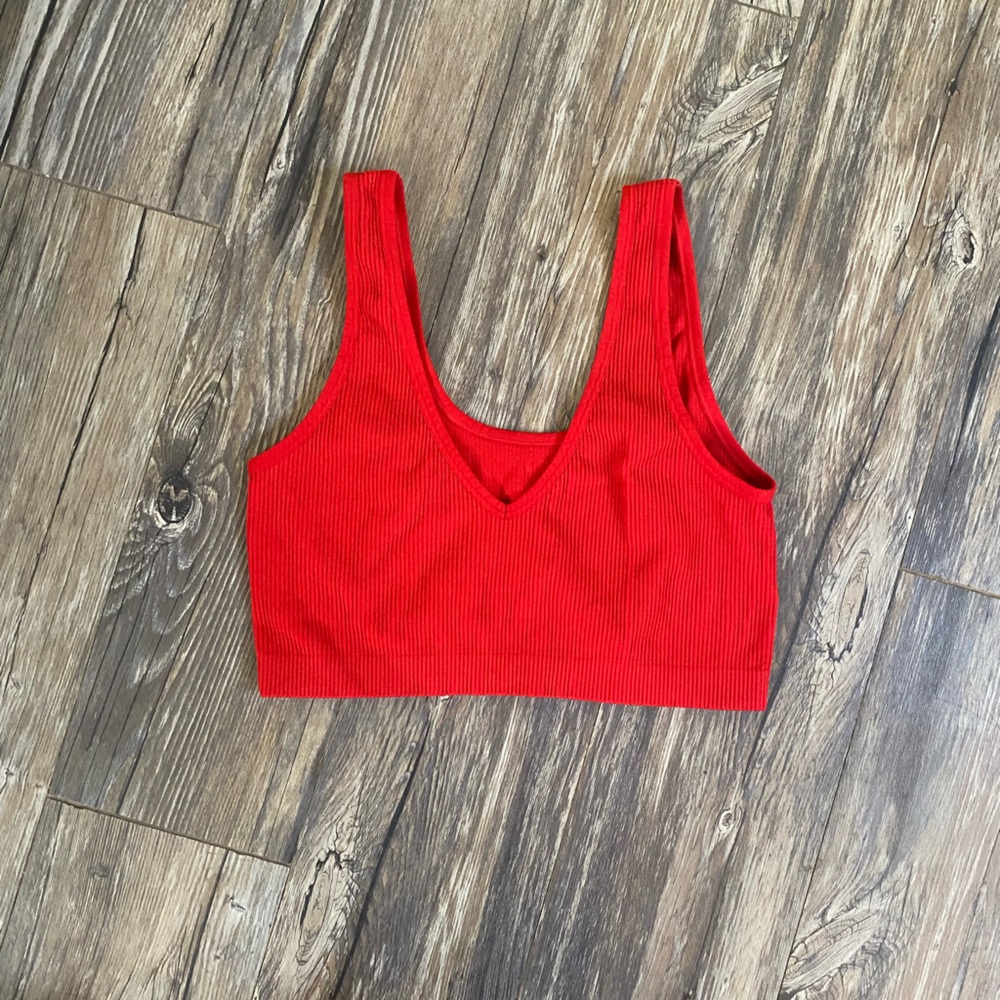 Colsie Red Ribbed Crop Top